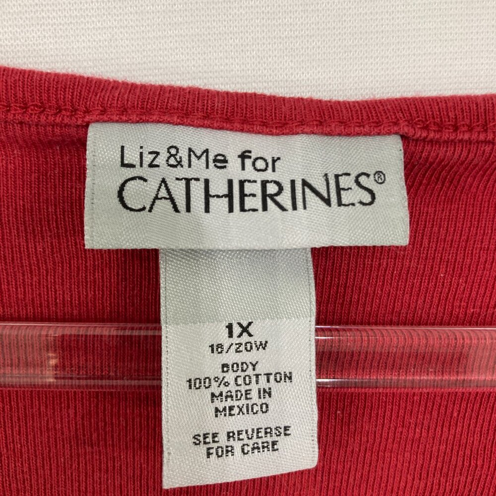 Catherines Size 1x Red Multi Color Festive Holida… - image 2